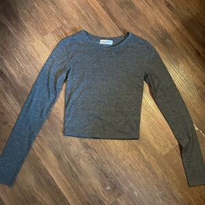 Gray Long Sleeve Crop Top